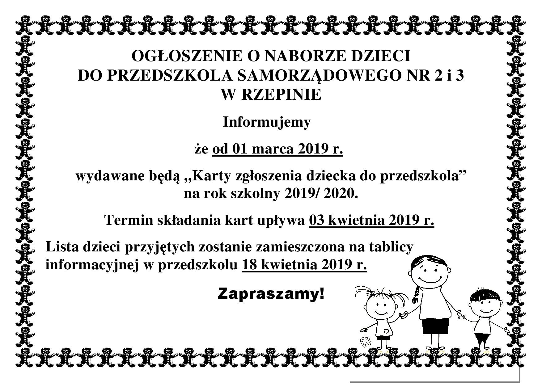 Ilustracja do informacji: Nabór dzieci do Przedszkola Samorządowego nr 2 w Rzepinie