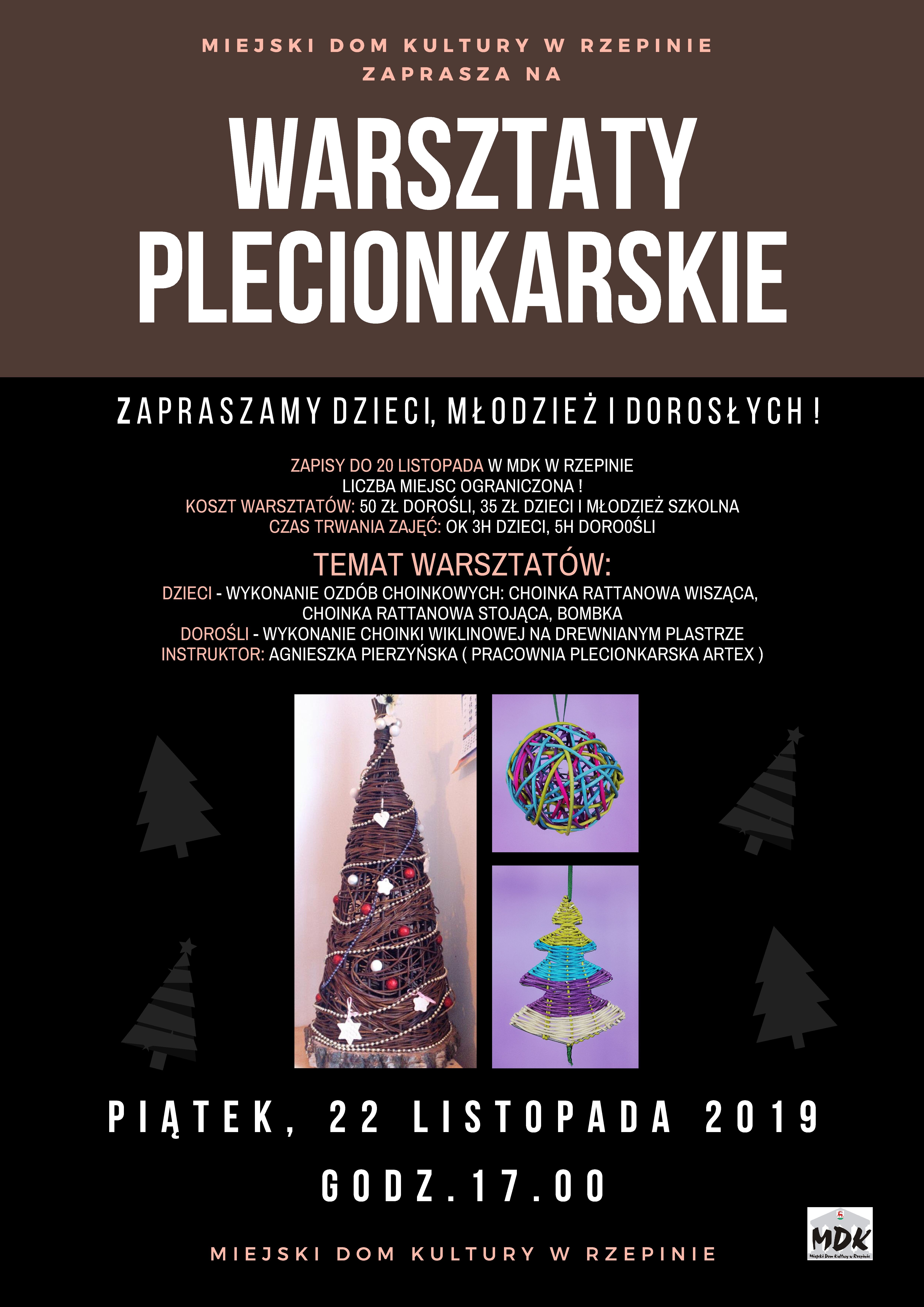 Ilustracja do informacji: Zapraszamy do MDK w Rzepinie na świąteczne warsztaty plecionkarskie!